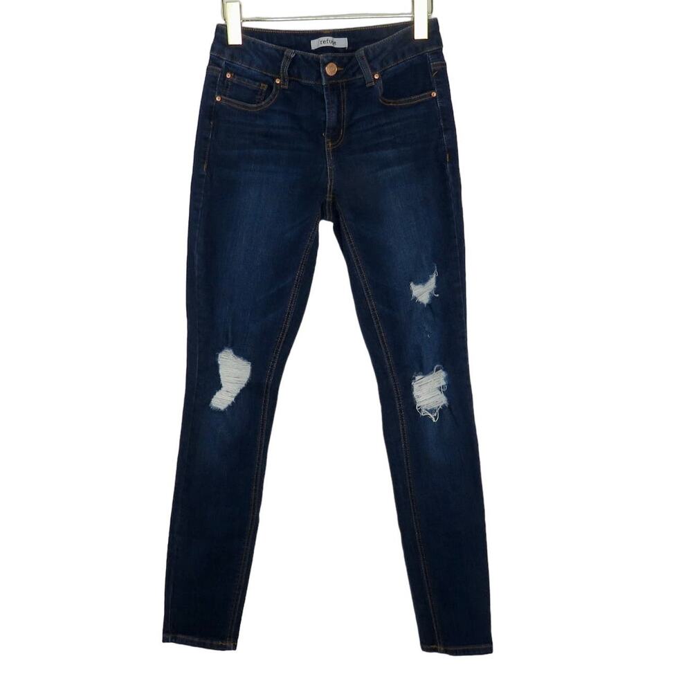 Refuge Skinny Jeans High Rise Ripped Skinny Jeans Size 2 Dark Wash